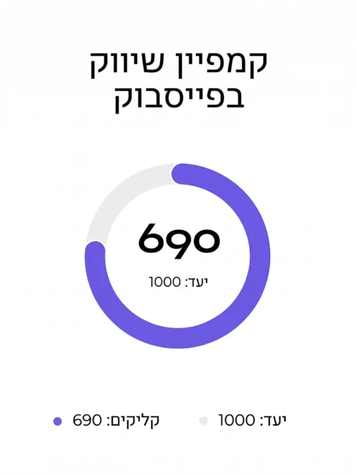 המחשת דוח קמפיין: 690 קליקים מתוך יעד של 1000